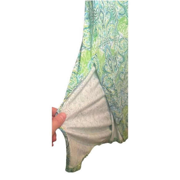 J Jill Blue Green Paisley Print Sleeveless Knit Maxi Dress Sz M Vacation Travel - Picture 6 of 10